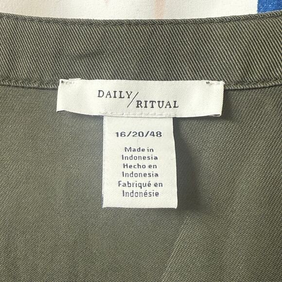 Daily Ritual Olive Green Sleeveless Crew Neck Button Front Romper 16 / 18 / 48 - Picture 8 of 9